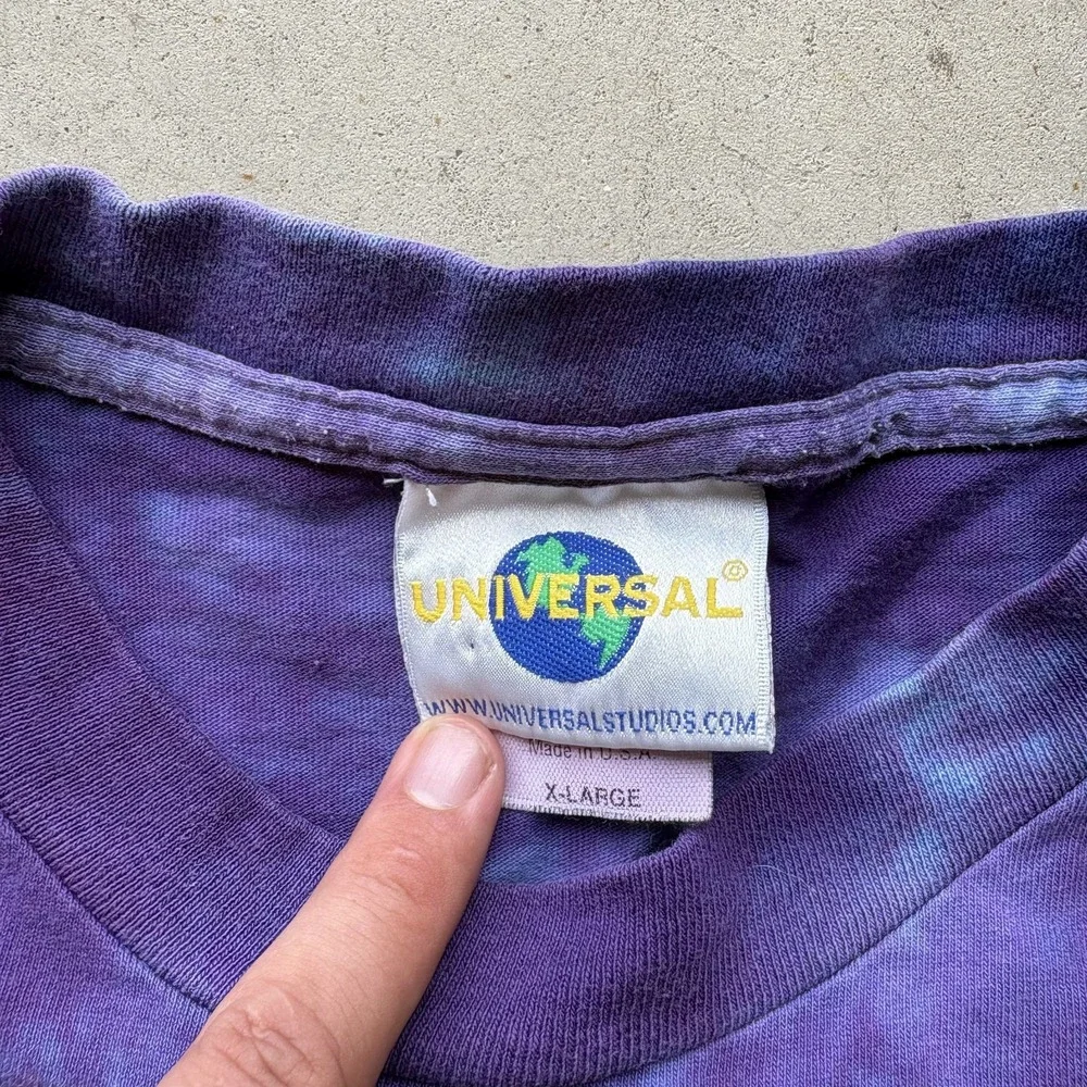Vintage 90s Twister Movie T Shirt Universal Studios Size XL Purple Tie Dye Shirt